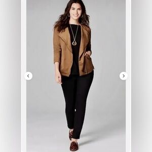 NWOT J.Jill Acorn Brown Faux Suede Asymmetric Zip Up Moto Jacket Size medium